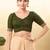 Women's silk padded front open elbow sleeves saree blouse