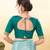 Women's silk padded front open elbow sleeves saree blouse