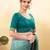 Women's silk padded front open elbow sleeves saree blouse