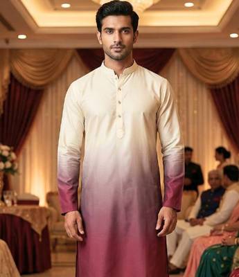 Pink plain rayon printedmen's kutra and payjama 2