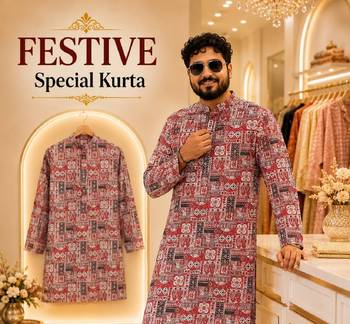 Maroon soft cotton and print kurta and payjama 2
