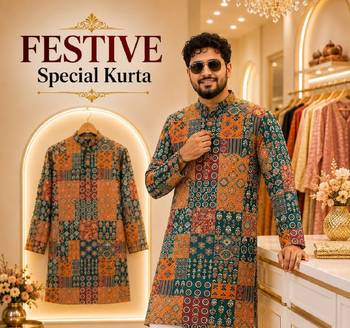 Green soft cotton and print kurta and payjama 2