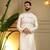 White silk embroidery party wear kurta and payjama