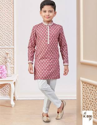 Maroon-colour digital printed kurta pajama set with full computer embroidery thread & stone work 1
