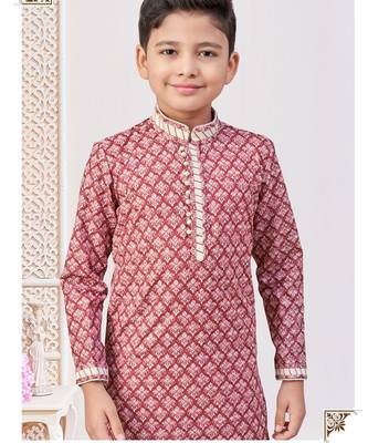 Maroon-colour digital printed kurta pajama set with full computer embroidery thread & stone work 2