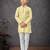 Yellow mix cotton kurta pajama set with thread work & fancy buttons