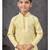 Yellow mix cotton kurta pajama set with thread work & fancy buttons