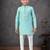 blue mix cotton kurta pajama set with thread work & fancy buttons