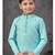 blue mix cotton kurta pajama set with thread work & fancy buttons