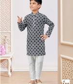 Black & white chikankari kurta pajama set with full computer embroidery thread & stone work