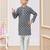 Black & white chikankari kurta pajama set with full computer embroidery thread & stone work