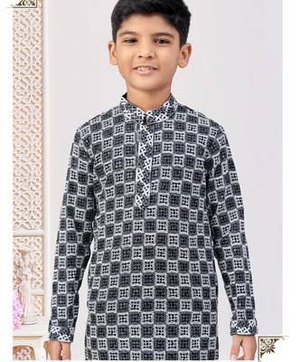 Black & white chikankari kurta pajama set with full computer embroidery thread & stone work 2