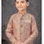 Beige & off-white indo-western set with embroidery, digital print & fancy buttons