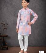 Multy colour indo-western set with embroidery, digital print & fancy buttons