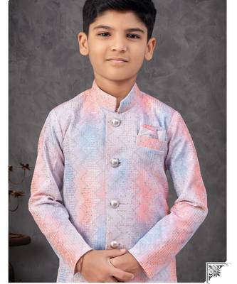 Multy colour indo-western set with embroidery, digital print & fancy buttons 2