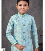 Blue colour indo-western set with embroidery, digital print & fancy buttons