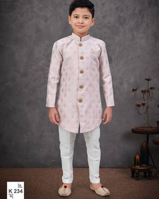 Purple colour indo-western set with embroidery, digital print & fancy buttons 1