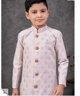 Purple colour indo-western set with embroidery, digital print & fancy buttons 2