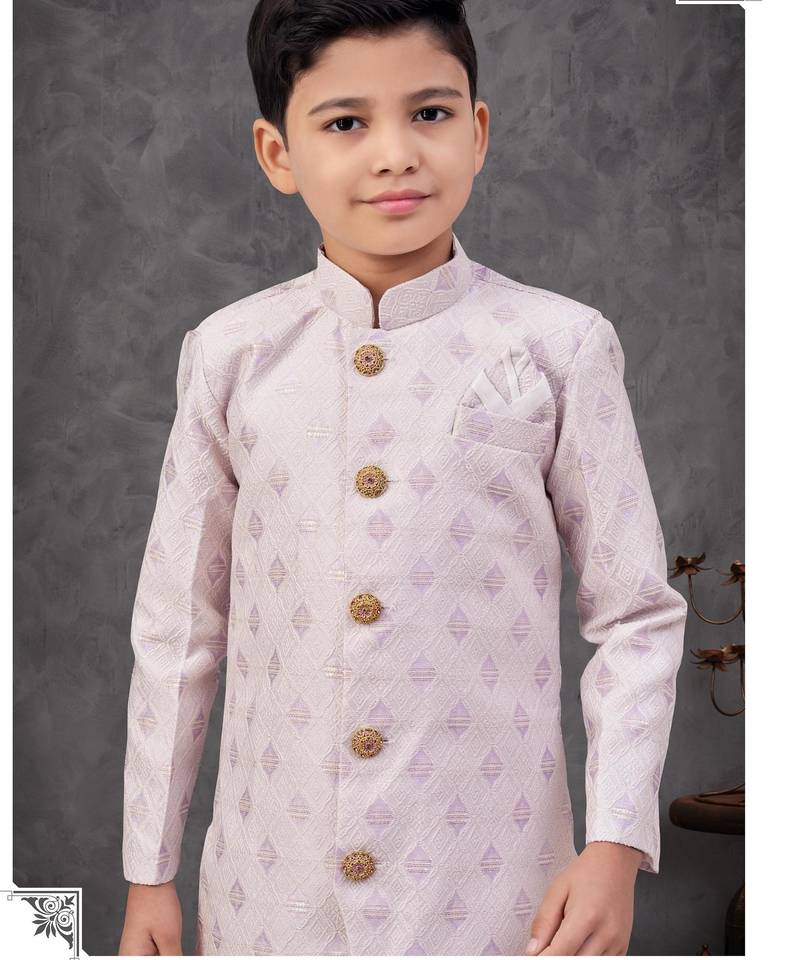 Purple colour indo-western set with embroidery, digital print & fancy buttons