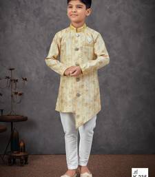 Yellow colour indo-western set with embroidery, digital print & fancy buttons