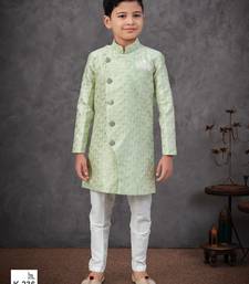 Green colour indo-western set with embroidery, digital print & fancy buttons