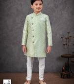 Green colour indo-western set with embroidery, digital print & fancy buttons