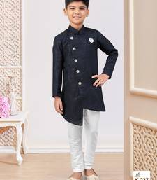 Nevy blue jacket attached indo-western  set with computer stone work