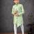 Green jacket attached indo-western  set with computer stone work, lace & fancy buttons