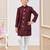 Dark maroon colour indo-western set with embroidery, digital print & fancy buttons