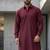 Maroon cotton plain party wear kurta and payjama