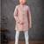 Peach colour indo-western set with embroidery, digital print & fancy buttons
