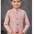 Peach colour indo-western set with embroidery, digital print & fancy buttons
