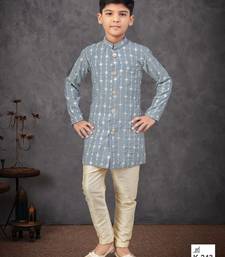 Grey colour indo-western set with embroidery, digital print & fancy buttons
