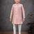 Peach colour indo-western set with embroidery, digital print & fancy buttons