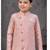 Peach colour indo-western set with embroidery, digital print & fancy buttons