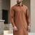 Orange cotton plain party wear kurta and payjama