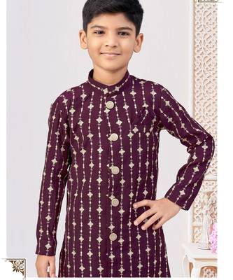 Purple colour indo-western set with embroidery, digital print & fancy buttons 2
