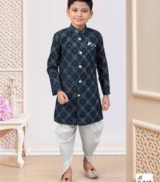 Blue heavy indo-western sherwani dhoti set with all-over computer embroidery