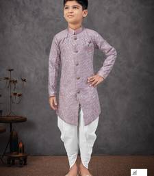 Purple heavy indo-western sherwani dhoti set with all-over computer embroidery