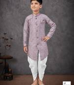 Purple heavy indo-western sherwani dhoti set with all-over computer embroidery