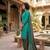 Teal printed cotton blend stitched geometric print salwar kurta dupatta for women
