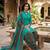 Teal printed cotton blend stitched geometric print salwar kurta dupatta for women