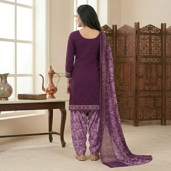 Purple printed cotton blend stitched floral print salwar kurta dupatta for women 3