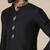 Gota embellished pure cotton silk mens black kurta set