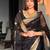 banarasi silk blend blend black color woven saree with blouse