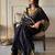 banarasi silk blend blend black color woven saree with blouse