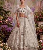 White net embroidered designer lehenga choli set