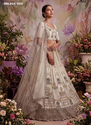 White net embroidered designer lehenga choli set 3