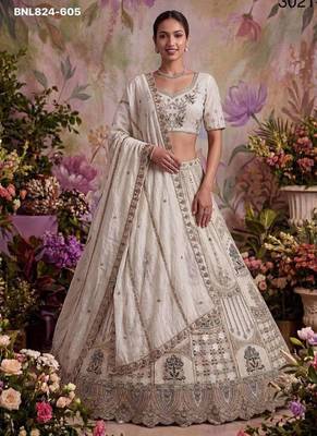 White net embroidered designer lehenga choli set 4