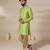 Gota embellished pure cotton silk mens green kurta set